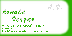 arnold verzar business card